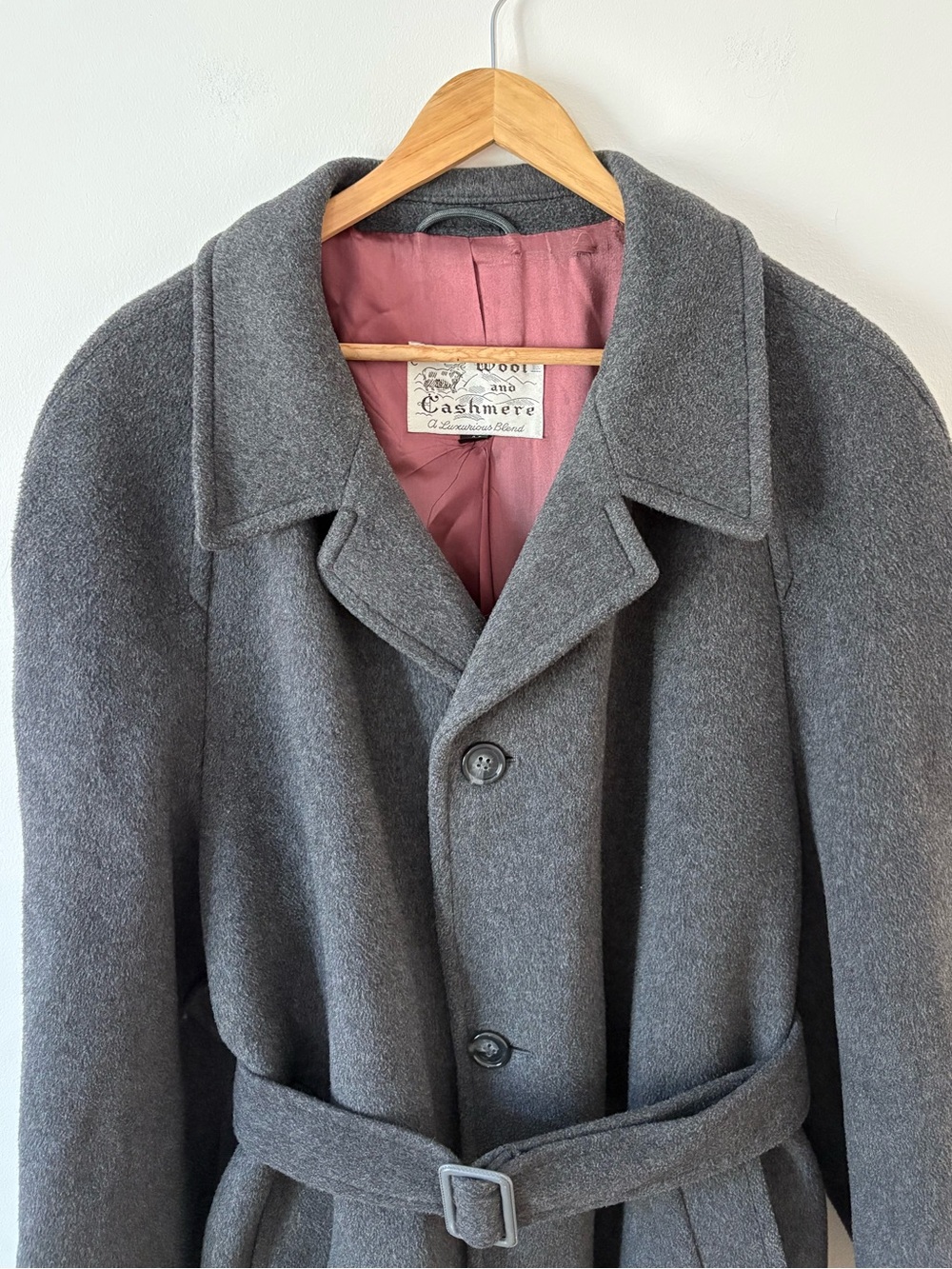 Vintage Wool Cashmere Oversized Coat Size 44 XL Italian Fabric Heavyweight Fall - Picture 5 of 16